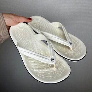 Crocs Kadee II Flip Flops Womens Size 9 White Comfort Slip On Thong Sandals